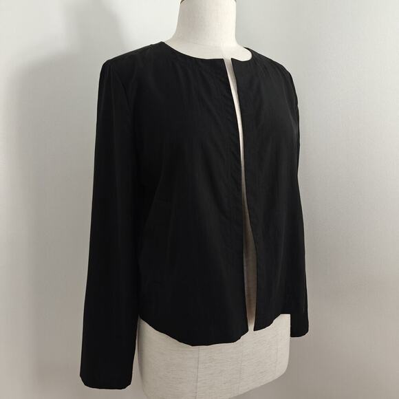 Eileen Fisher Open Front Jacket Size Small Black Lightweight Tencel Pockets - Picture 4 of 7